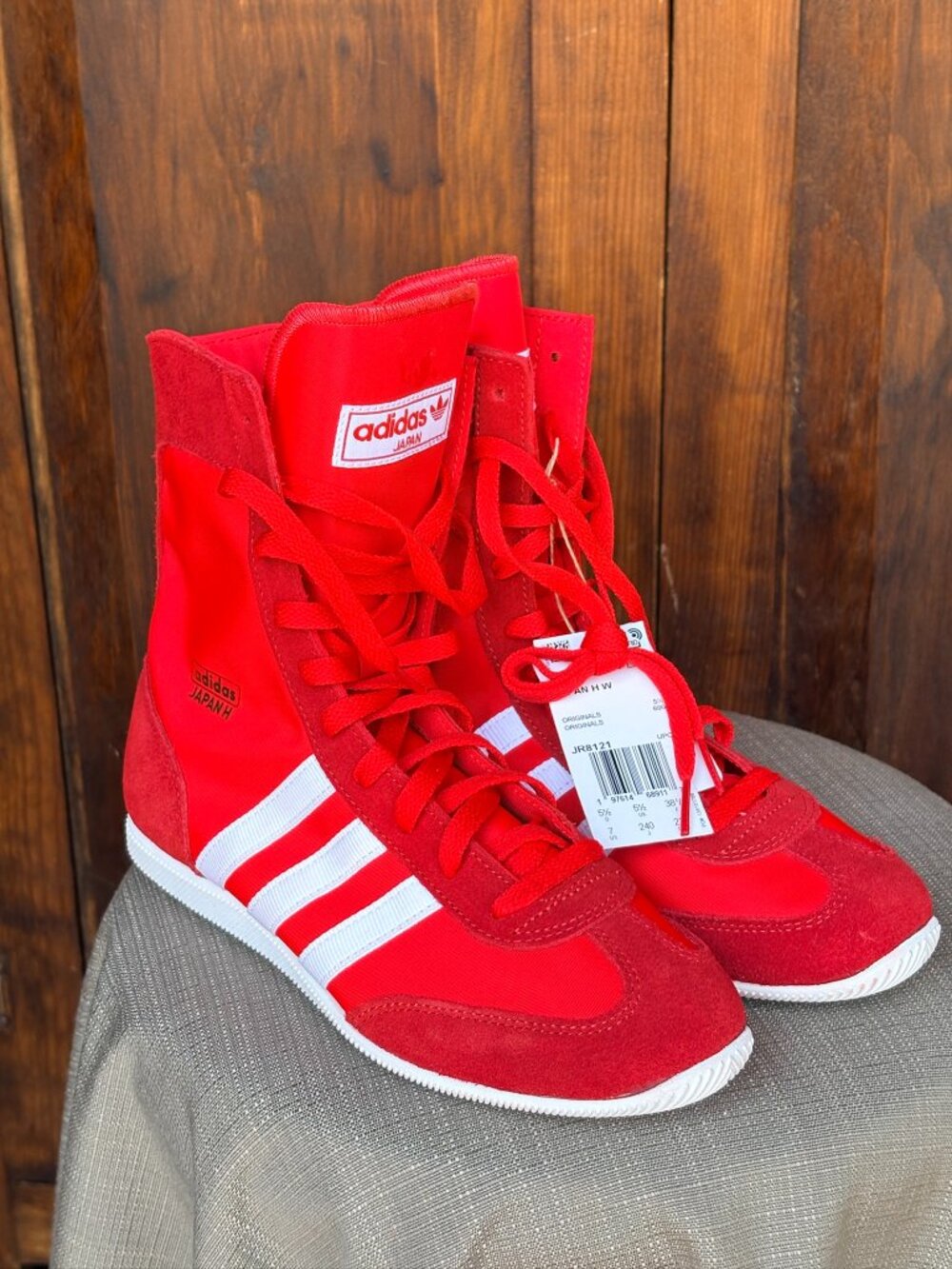 NWT adidas Originals Japan H High Red White Gold Metallic Sneakers JR8121